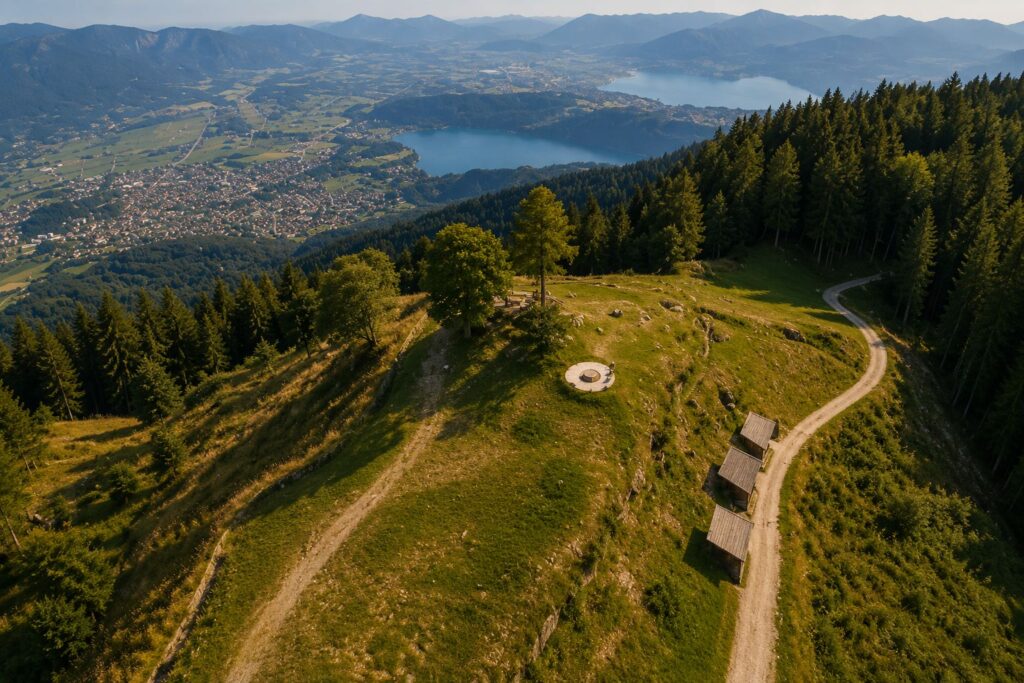 Vista aerea di Forte Busa Grande e della Valsugana