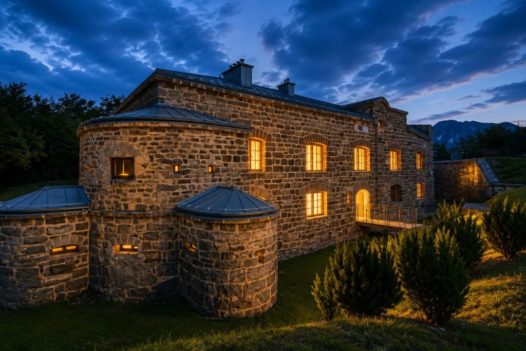 Forte Colle delle Benne al tramonto, Levico Terme