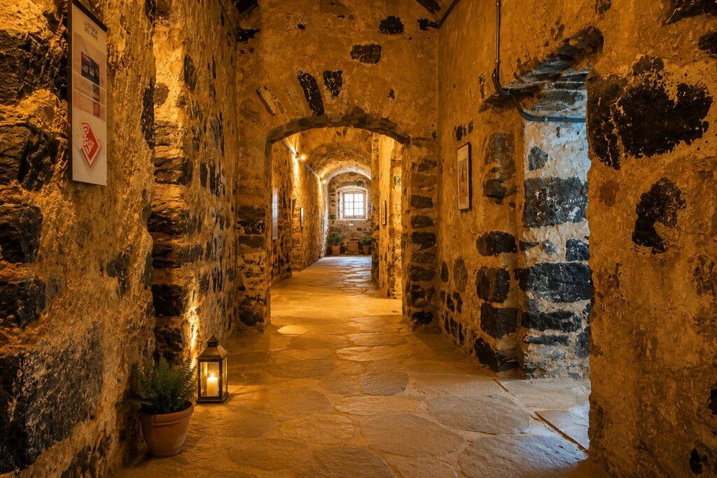 Interno in pietra del Forte Colle delle Benne